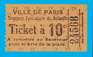 Le ticket à 10 centimes du funiculaire de Belleville.