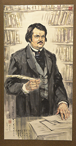 Balzac par Gao Mang (1999) encre noire sur papier sur rouleau de soie