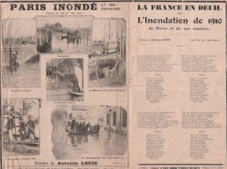 Partition de 1910 racontant les inondations.