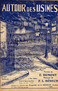 cette partition de 1922 illustrée par Georges Desains décrit le quartier où vit le héros de la chanson : "Ce n'est pas un quartier rupin… Mais des ch'mi-nées aux fumées noires qui sèchent la gorge et qui font boire!"