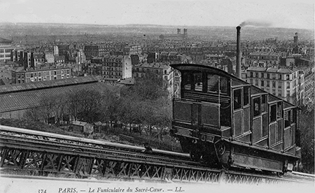 Vue sur Paris du 1er funiculaire de Montmartre, vers 1900.