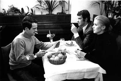 Tournage du film "La Sirène du Mississipi" de François Truffaut, Février 1969. Restaurant à Paris 